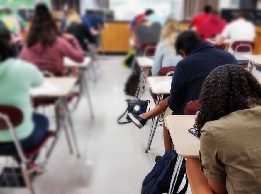 Students taking exams