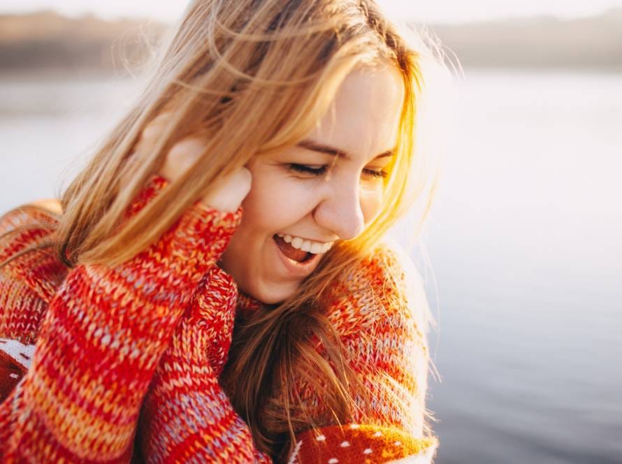 Close up hipster happy girl
